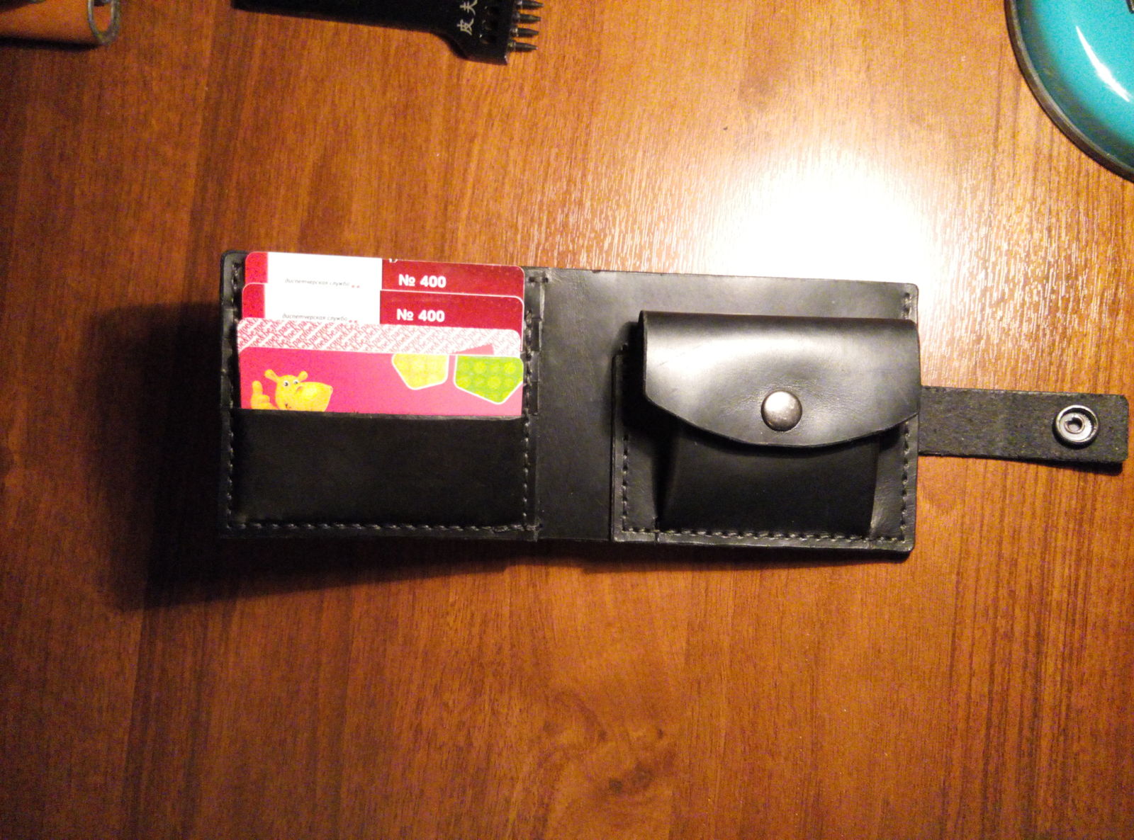 Italian leather wallet with 4 card slots and coin pocket - My, Leather, , Handmade, Leather products, Wallet, Longpost