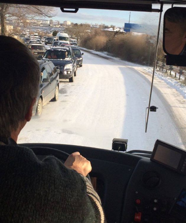 Snow fell in Sevastopol and the whole city got into one big traffic jam. - Sevastopol, Snow, Utility services, Road, Longpost