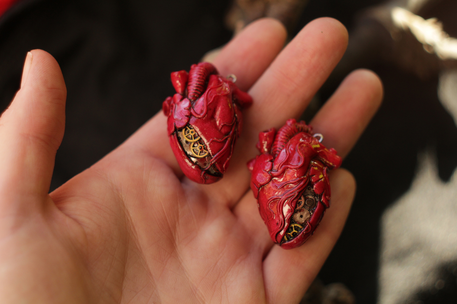 Pendants in the form of hearts - My, Heart, Pendant, Polymer clay, Handmade, Longpost