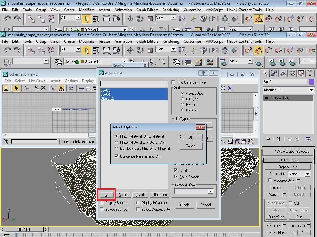 How to open Attach List in 3D's Max 2009? - Program, Question, 3D modeling
