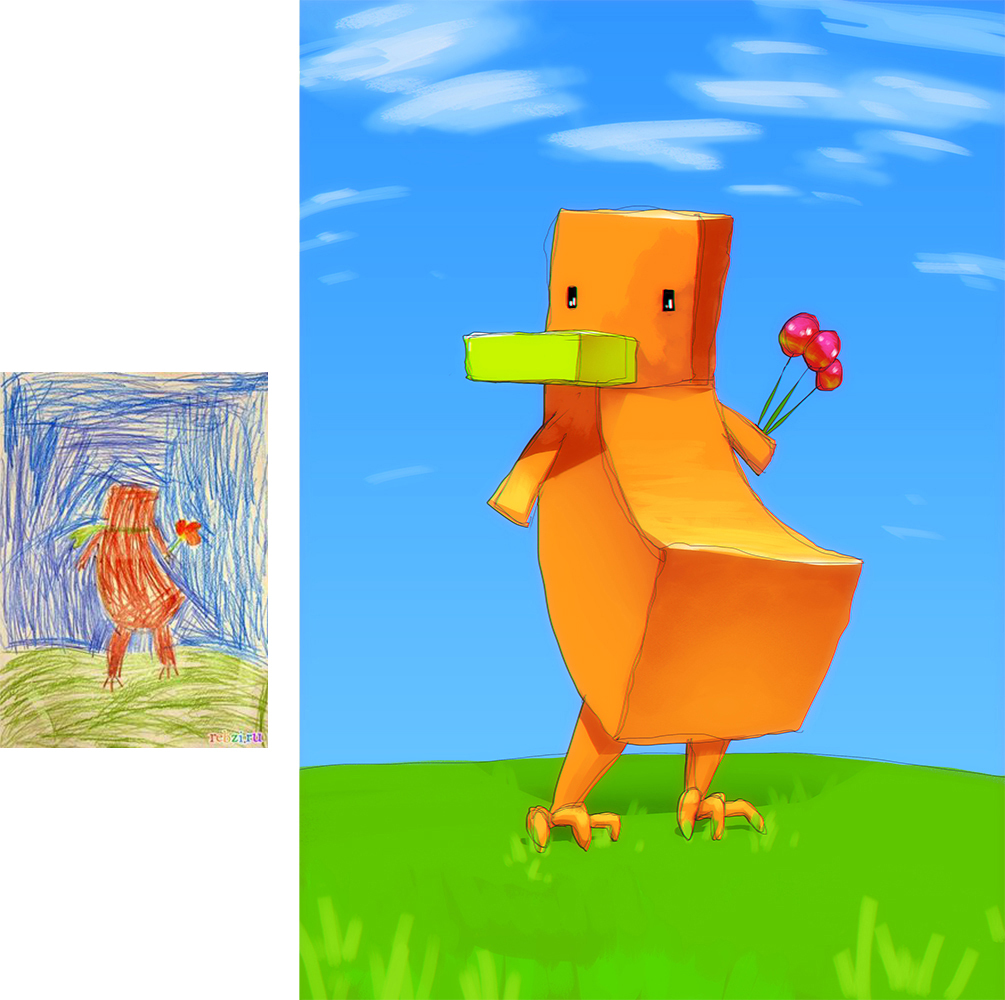 _redrawn children's drawings =D - My, Graphics, Children's drawings, Art, Creation, Illustrations, Images, Longpost