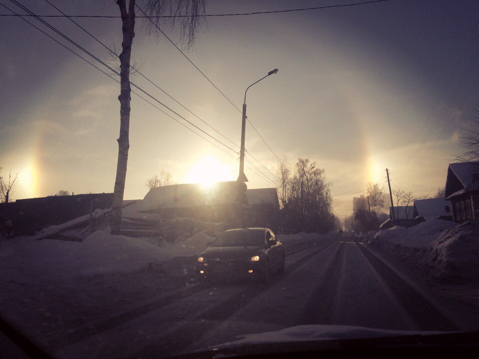 Солнечное гало в Ижевске, - 25°С - Гало, Ижевск, Погода, Мороз, Солнце, Картинки, Длиннопост