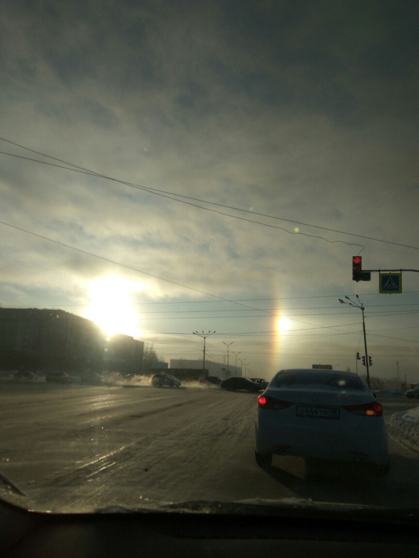 Солнечное гало в Ижевске, - 25°С - Гало, Ижевск, Погода, Мороз, Солнце, Картинки, Длиннопост