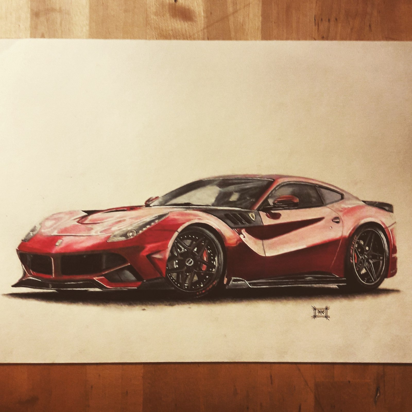 Ferrari F12 Berlinetta для моего товарища из Сан-Франциско :) - Моё, Рисунок, Ferrari, Italian, Арт, Машина, Red, Искусство, Итальянский язык