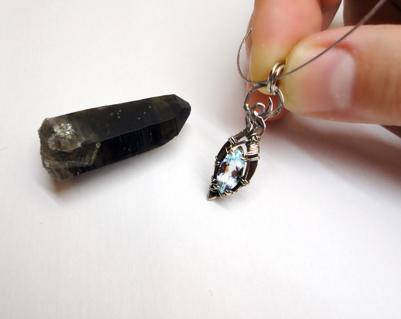 Pendant Shard of ice - My, Jewelry, Handmade, With your own hands, Wire wrap, , , Longpost