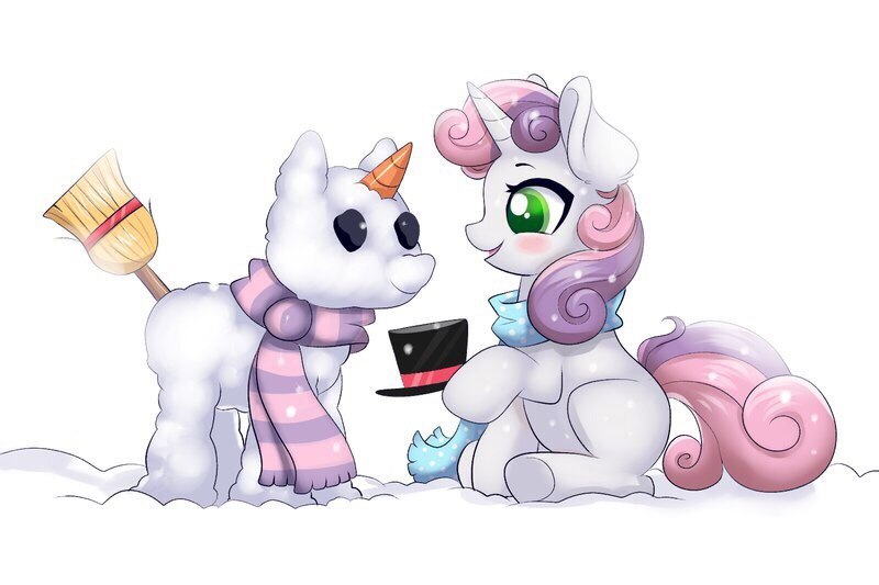 It remains only to stick the tail - My little pony, Sweetie belle, snowman