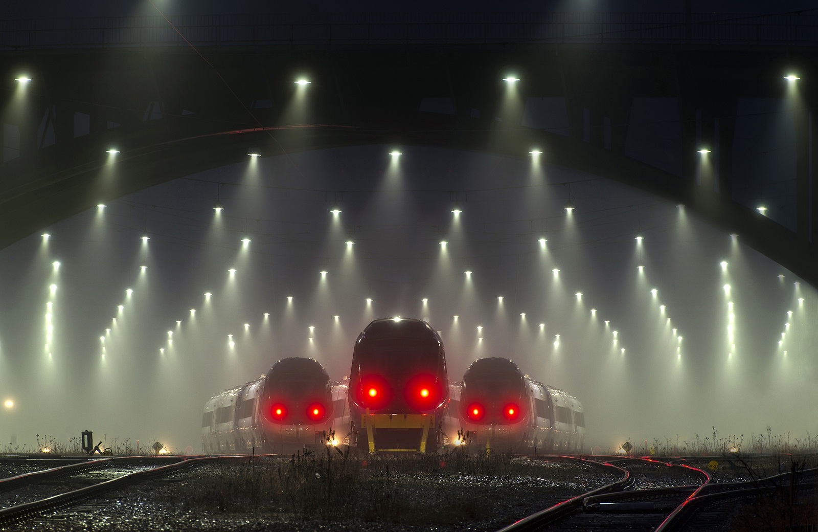 Railway station in Denmark - A train, Atmospheric