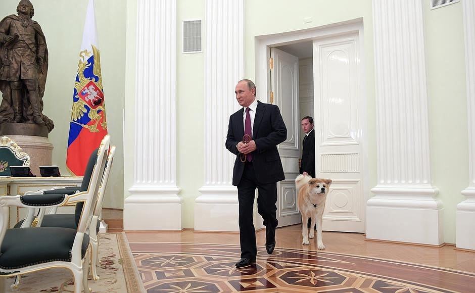 Putin and the Japanese dog - Vladimir Putin, Dog, Politics, The president, Japan, Longpost