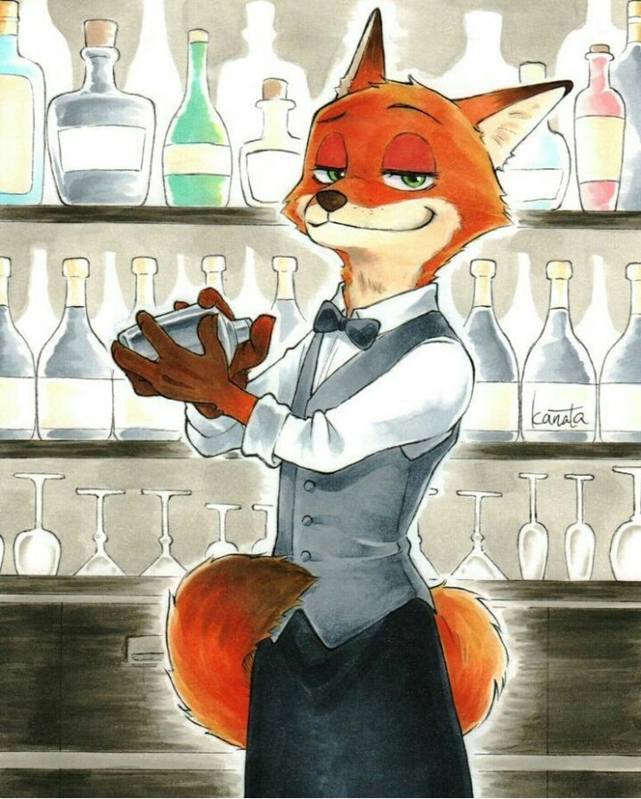 Бармэн, налейте нам вина ;) - Зверополис, Zootopia, Ник Уальд, Nick Wilde