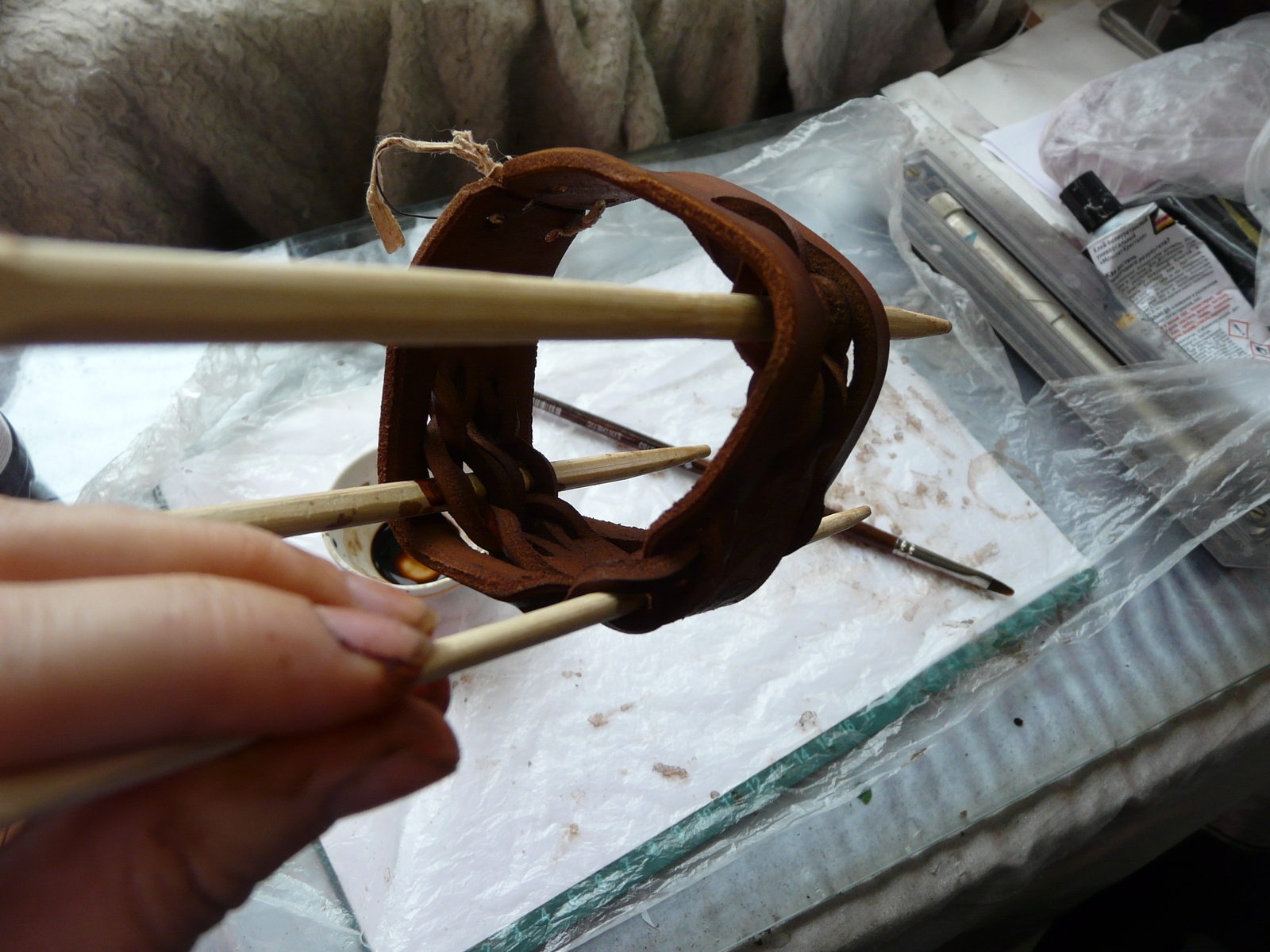 Step-by-step process of creating smoked leather bracelets - My, , Leather, A bracelet, Process of creation, Master Class, Handmade, Decoration, Longpost, Creation