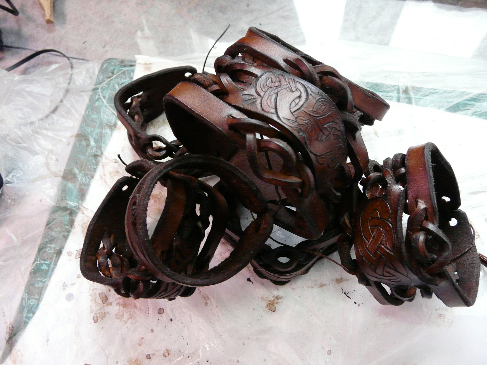 Step-by-step process of creating smoked leather bracelets - My, , Leather, A bracelet, Process of creation, Master Class, Handmade, Decoration, Longpost, Creation