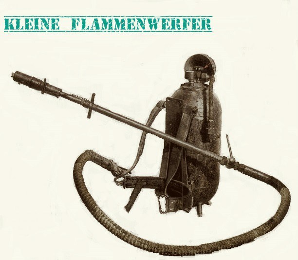 Backpack flamethrower Kleine Flammenwerfer (Germany) - Weapon, Flamethrower, Longpost, Kleif, Germany, World War I, Story