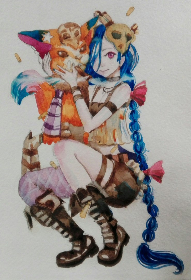 Jinx watercolor - My, Jinx, LOL, Watercolor, My