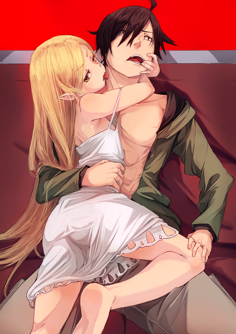 Monogatari. - Аниме, Anime Art, Monogatari series, Araragi Koyomi, Kiss-Shot Acerola-orion Heart-under-blade