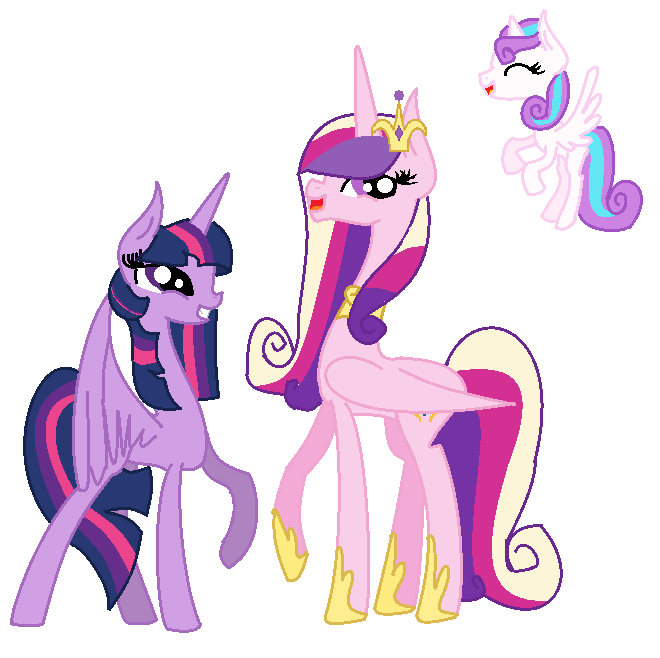 Twilight, Cadance and her daughter - Drawing, My little pony