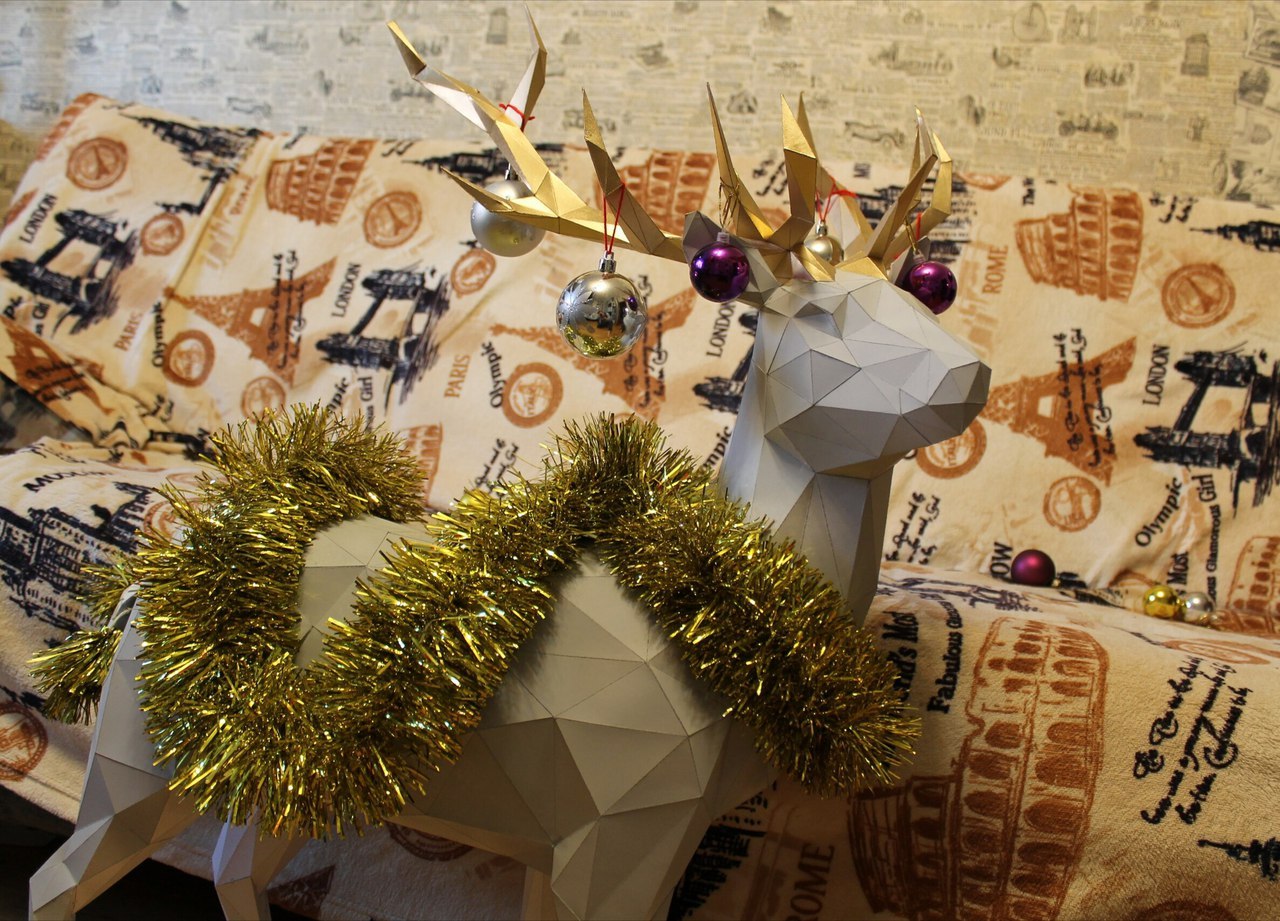 New Year paper deer) - Deer, New Year, Decoration, Holidays, Pepakura, Papercraft, With your own hands, Longpost, Deer