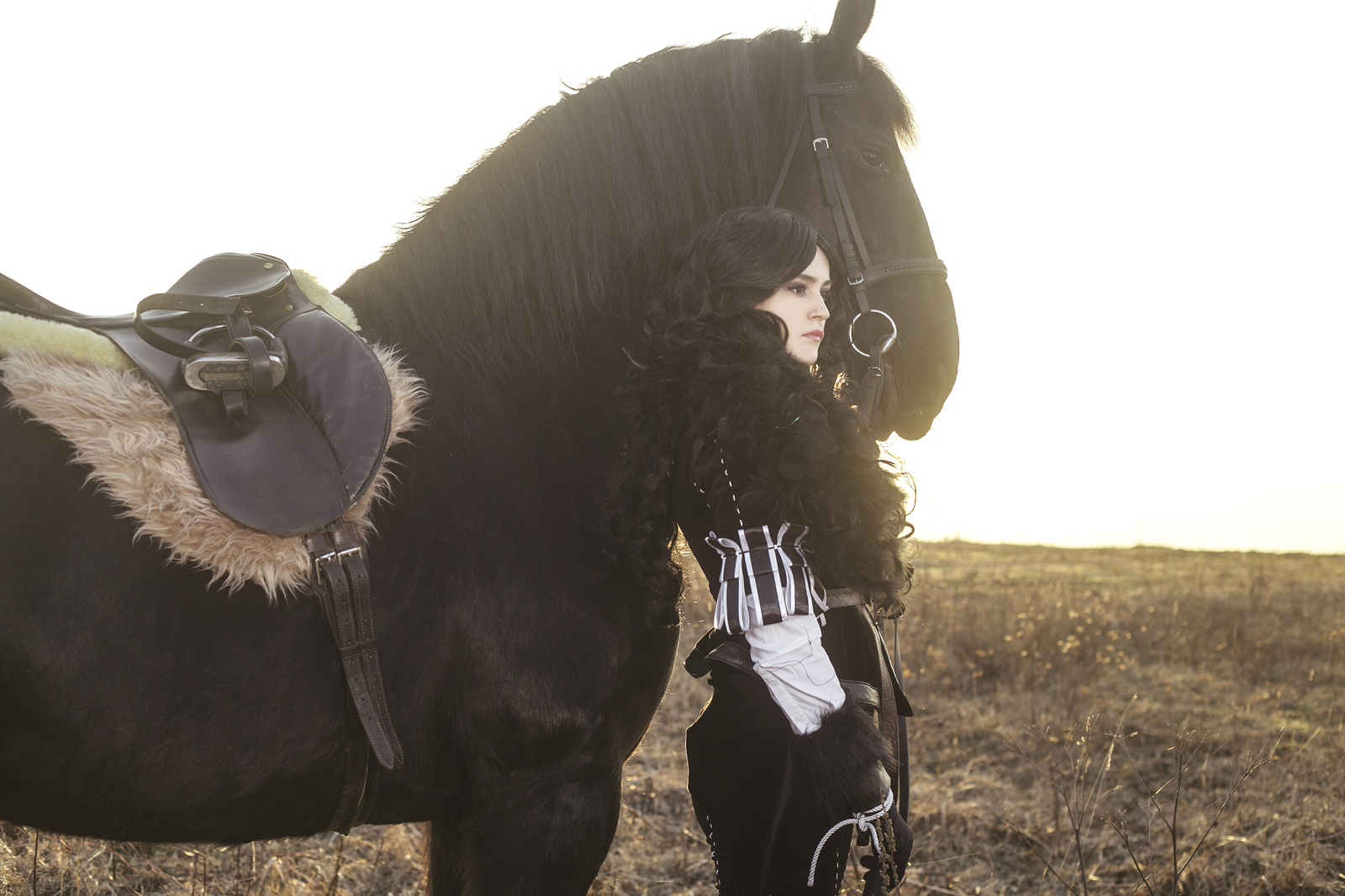 Black-haired beast Yennefer - My, Yennefer, Cosplay, The Witcher 3: Wild Hunt, Witcher, Gamers, Horses, Longpost