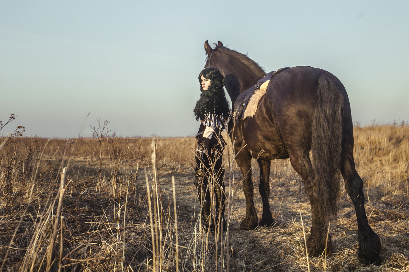 Black-haired beast Yennefer - My, Yennefer, Cosplay, The Witcher 3: Wild Hunt, Witcher, Gamers, Horses, Longpost