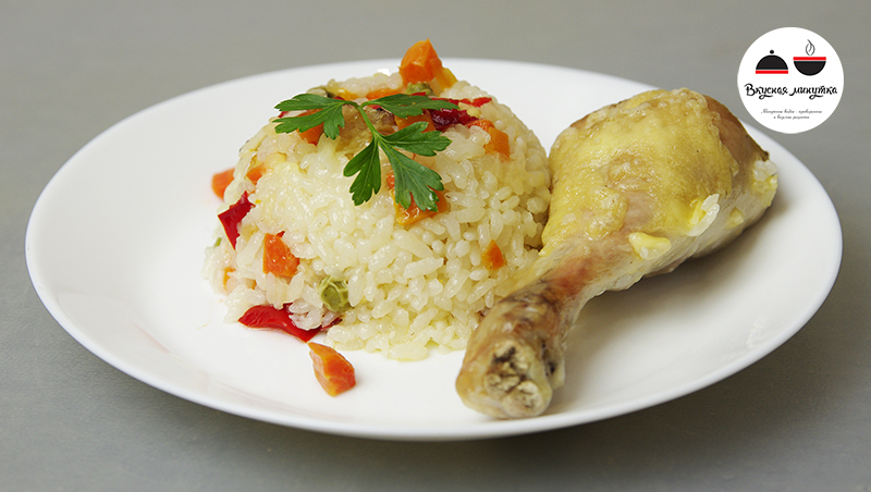 And again a dish for the lazy... Rice with vegetables and chicken legs. - My, Food, Recipe, Video recipe, Just, Easy, Dish, Video