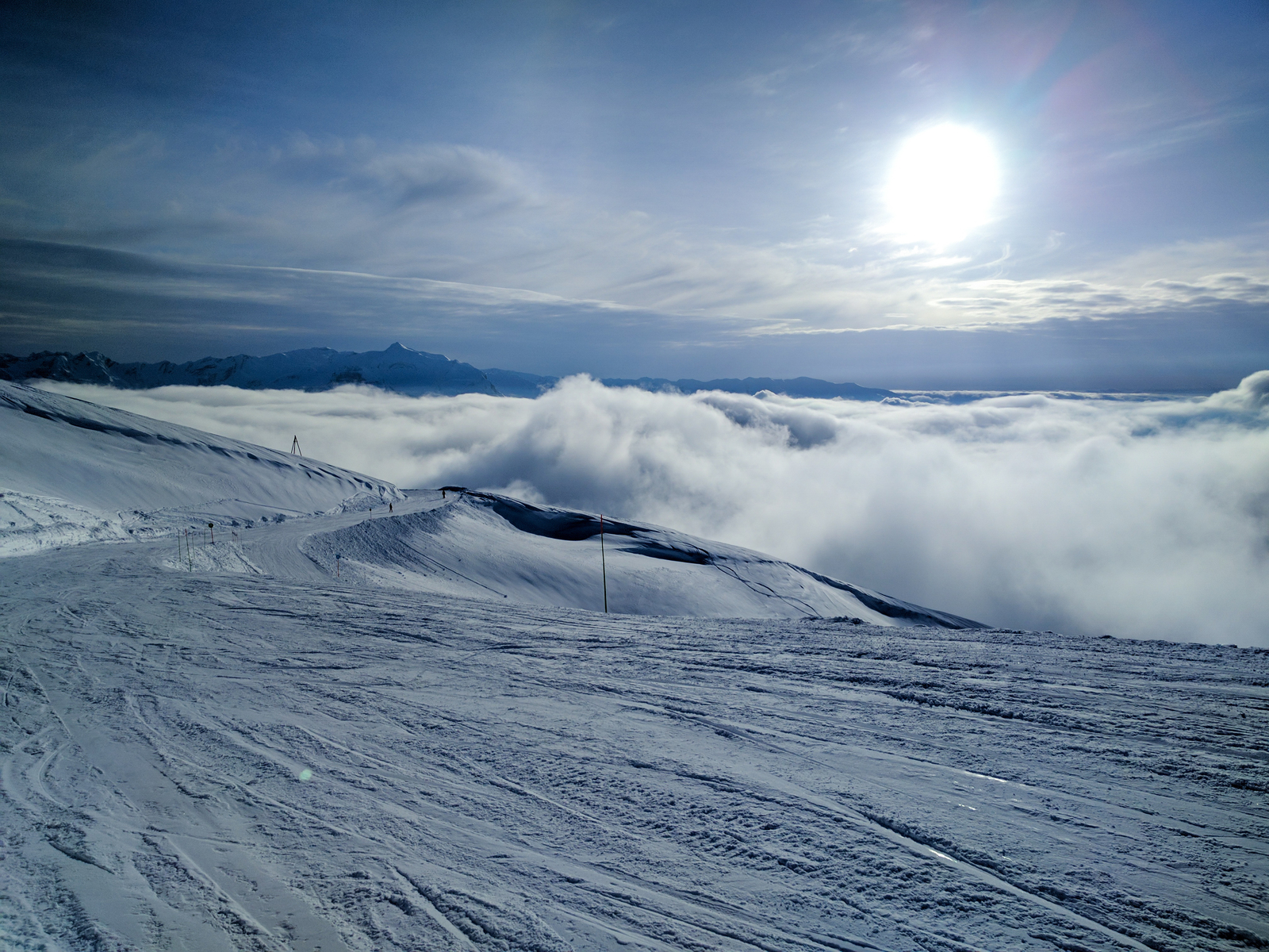 Descent into the clouds - My, Winter, Snowboard, Skis, Rosa Khutor, Clouds