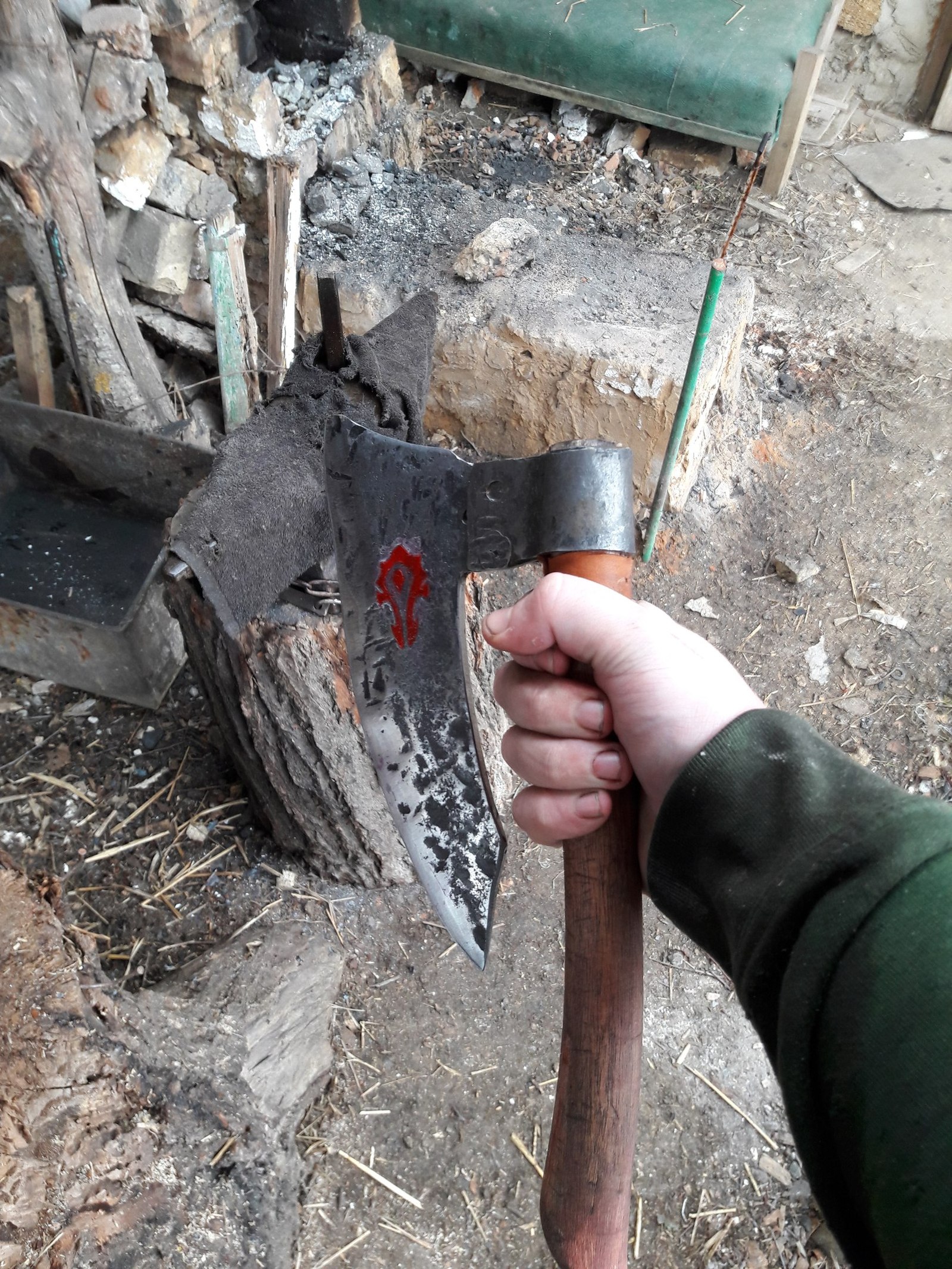 Orc Throwing Hatchet - My, Axe, Orcs, Forging, My, Warcraft, Tree, Longpost