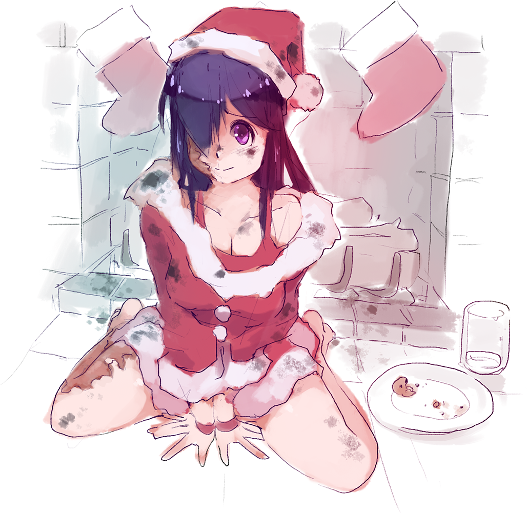 Hanako Santa) - Not mine, Art, Anime art, Hanako ikezawa, Katawa shoujo, Visual novel, Santa Claus, Rtil