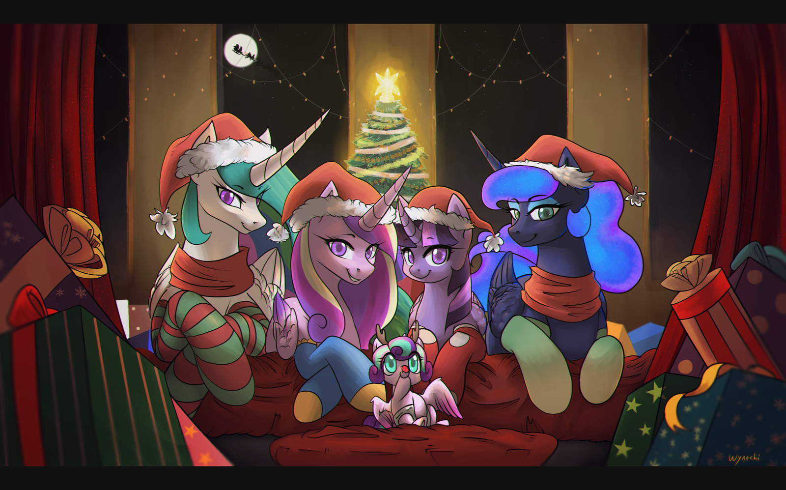 Christmas princesses - My little pony, Princess celestia, Princess cadance, Twilight sparkle, Princess luna, Flurry heart, MLP Socks, Christmas