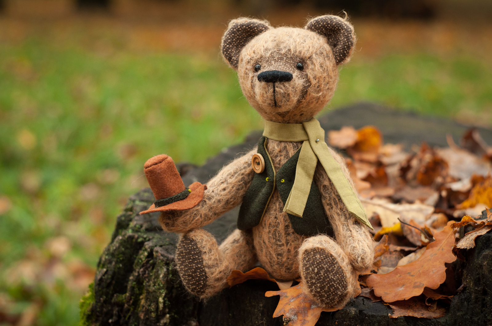 Autumn teddy bear Paddy Irish - My, Creation, Handmade, Author's toy, , Teddy bear, With your own hands, 