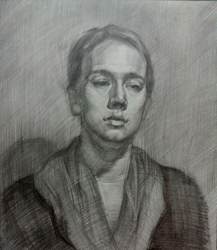 My academic work - My, My, Drawing, Pencil, Coal, People, Portrait, Longpost