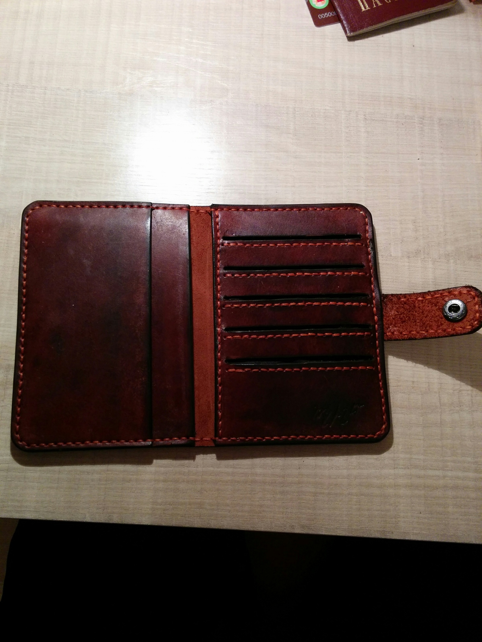 Wallet / document holder made of leather with your own hands - My, Leather, , With your own hands, Leather products, Longpost, Purse