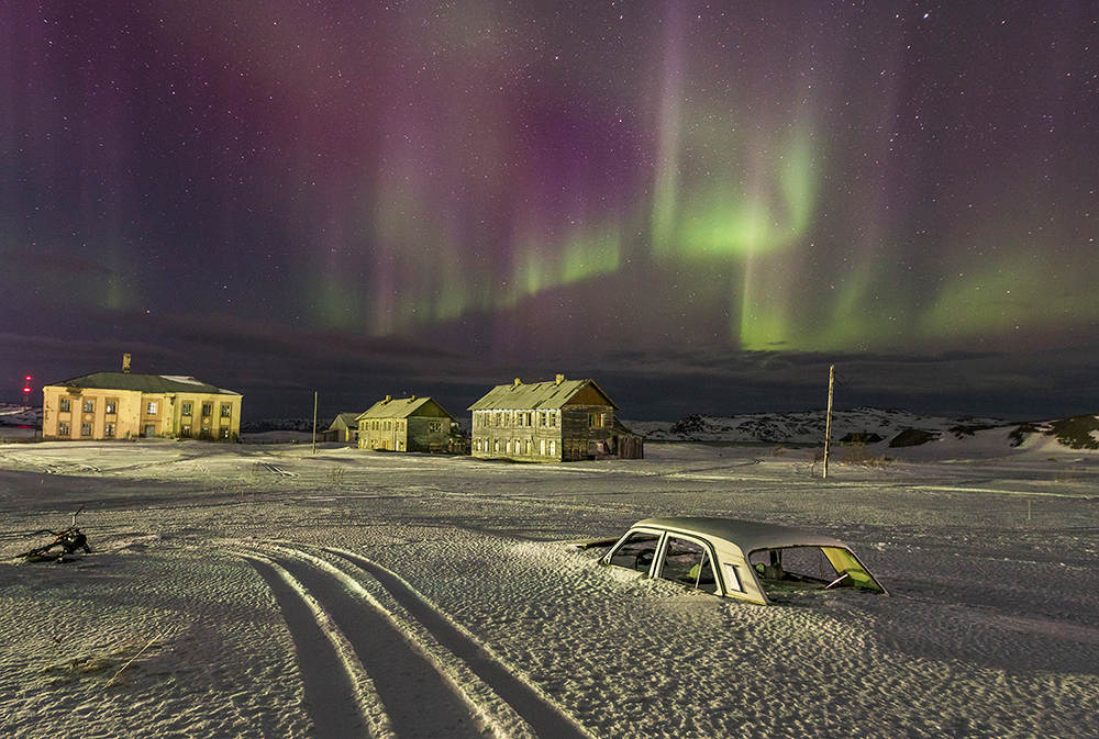 Polar night - Photo, Polar Lights, Teriberka, Barents Sea, Russia