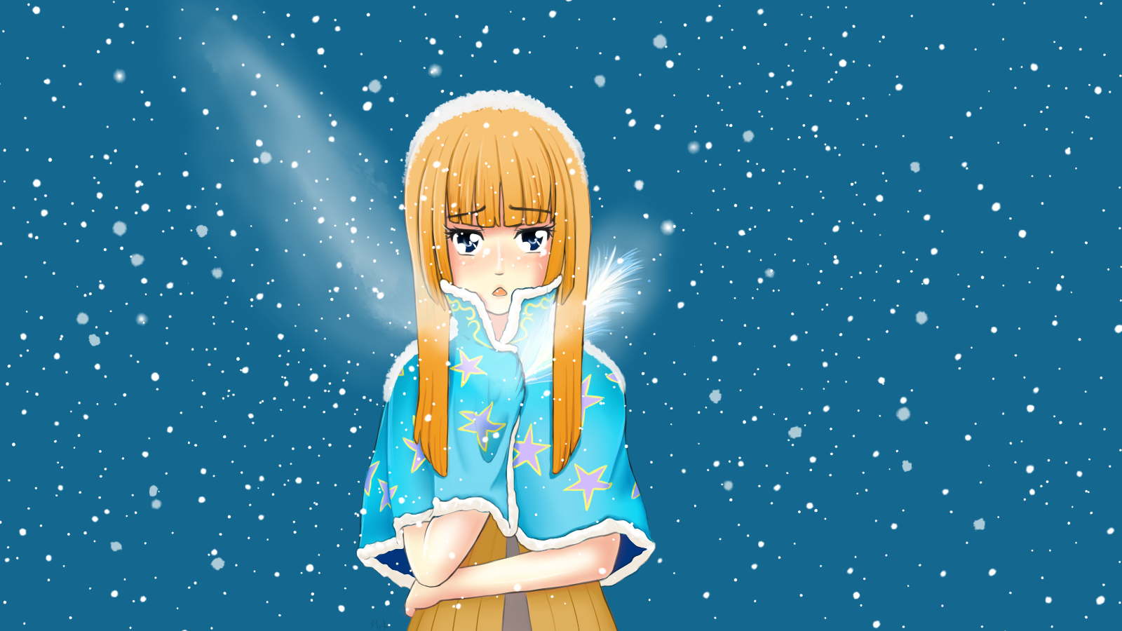 Tried for you for the new year) - My, Anime, Art, Fan art, Winter, New Year