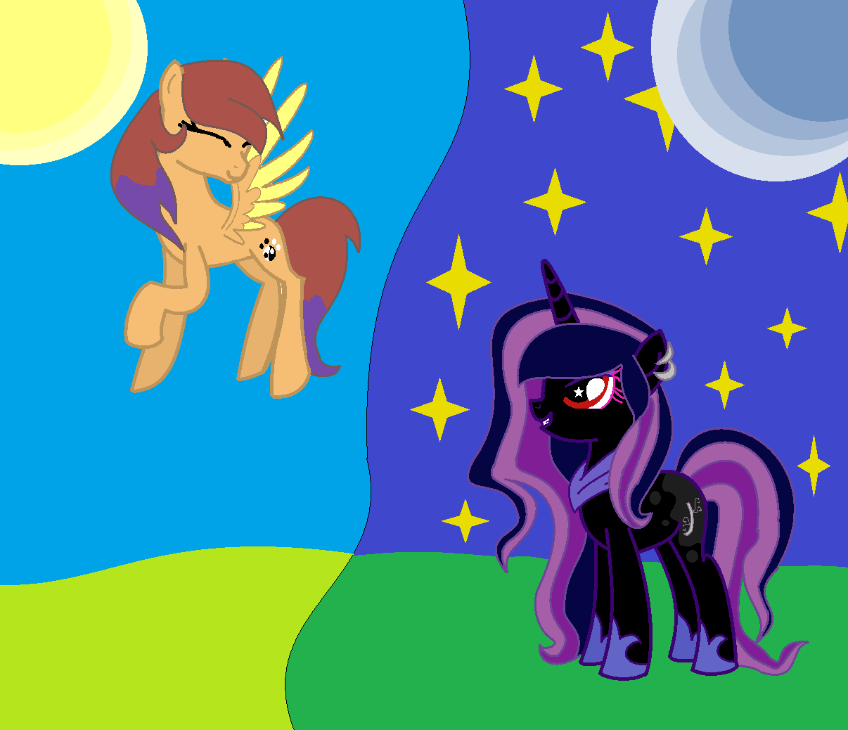 Celestia's daughter and Luna's daughter - Drawing, My little pony