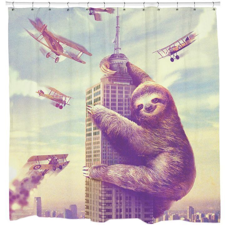 Shower curtain - Bath curtain, Sloth, Drawing