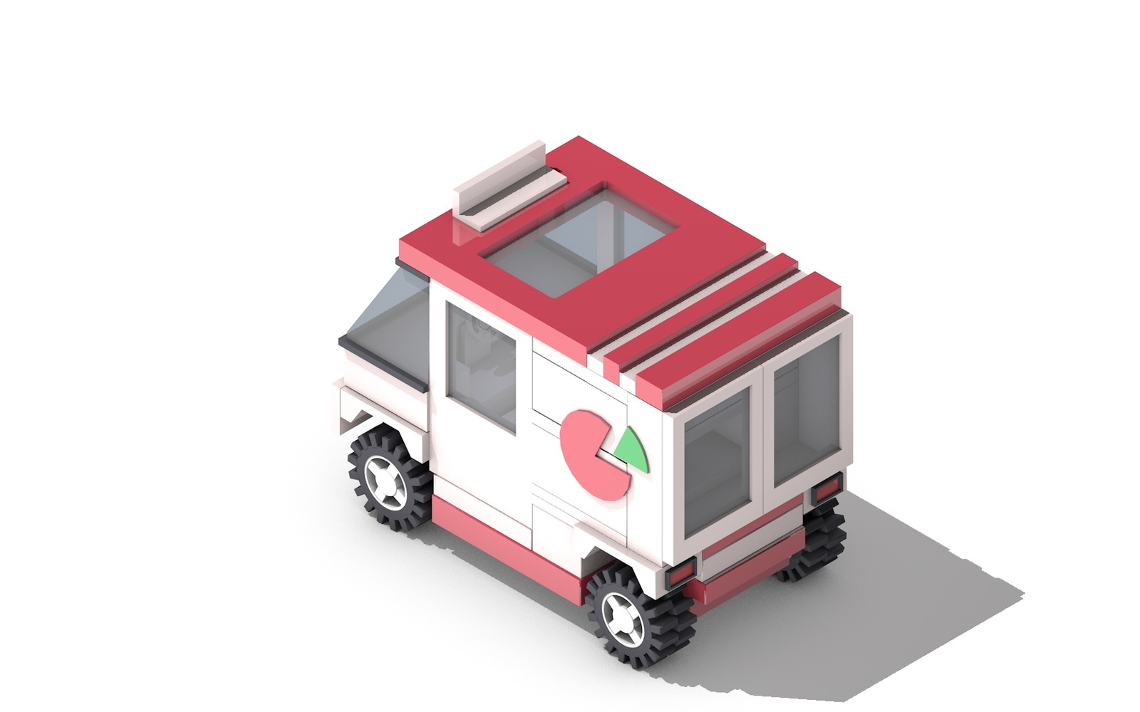 Pizza Car - My, Art, Models, 3D model, Cinema 4d, C4d, Lego, Pizza, 3D modeling