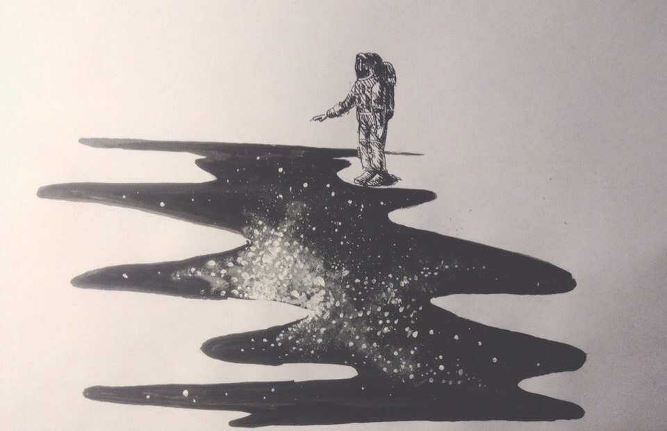 starry abyss - My, Drawing, Space, Mikolart