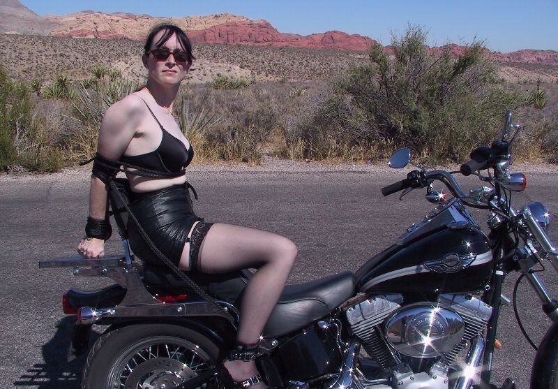 Cool lotion on a motorcycle - NSFW, Bondage, Girls, Rope, Underwear, Stockings, Motorcycles, MILF, Sunglasses, Moto