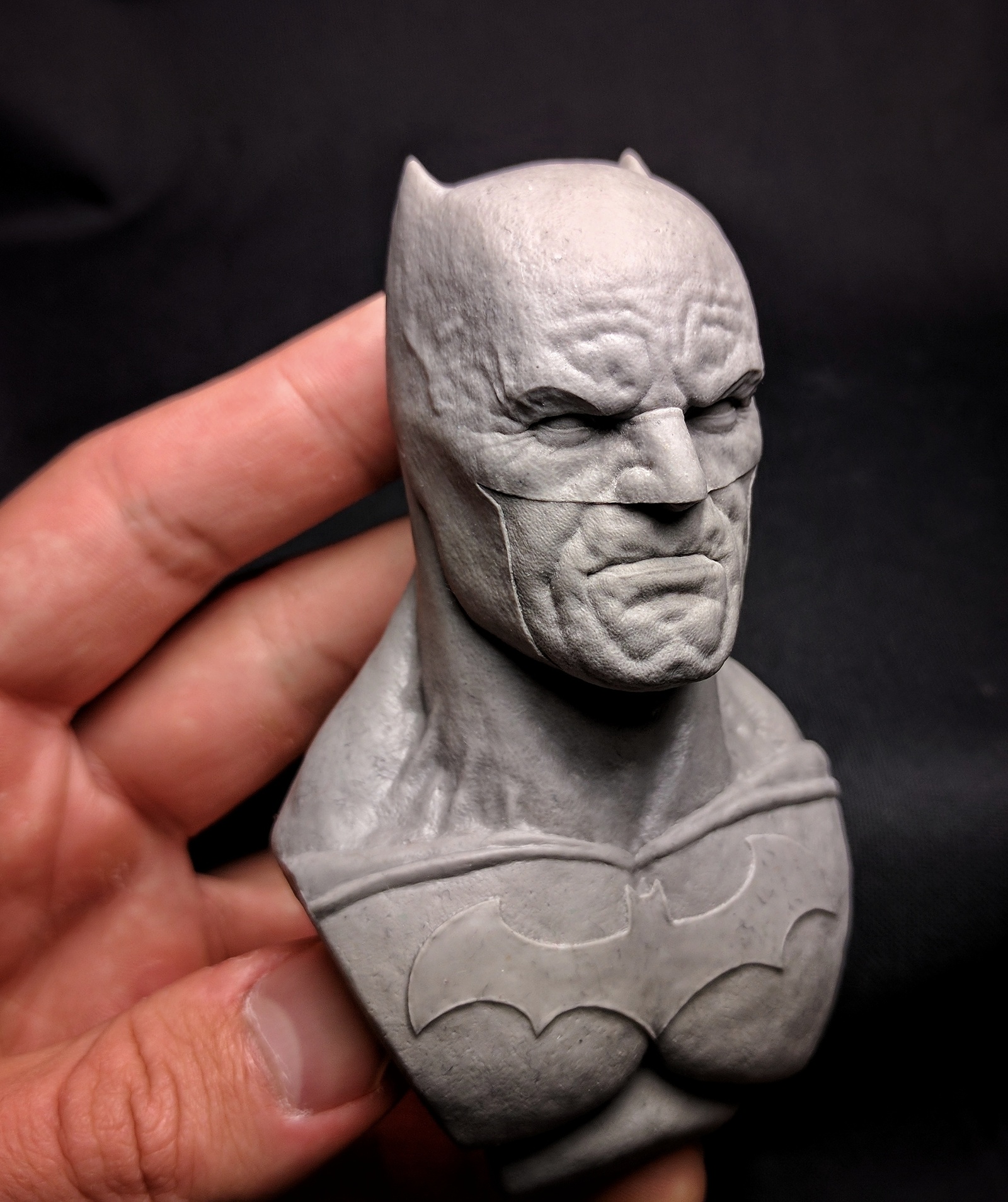 Bust of Batman from polymer clay [2] - My, Batman, Polymer clay, Sculpture, Comics, Friday, Friday tag is mine, Friday, Longpost