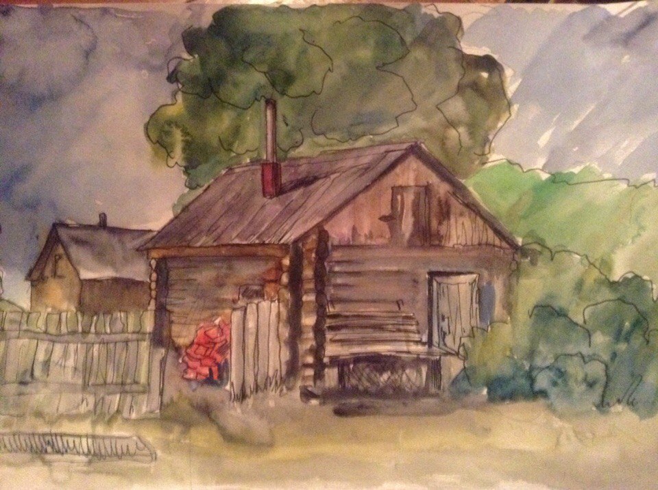 Village sauna - My, Drawing, Bath, Mikolart