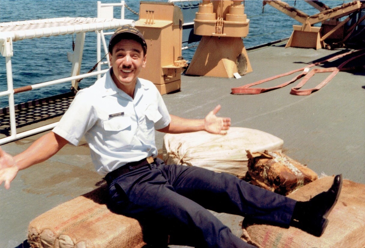 My Italian father sits on bags of weed after a drug bust in the Caribbean, 1980s - Caribs, Parents, Drugs, Arrest