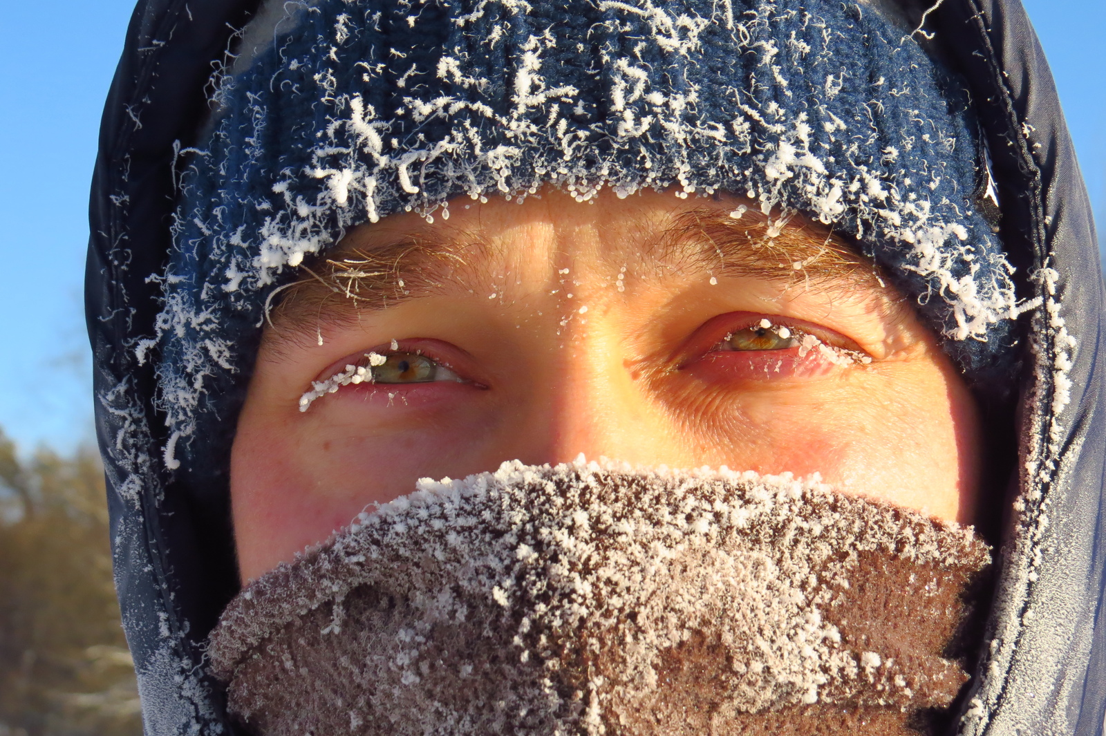 At a temperature of -32 on the street, I understood the state when girls' eyelashes stick together - My, freezing, Frost, Eyelashes, Ice, Winter