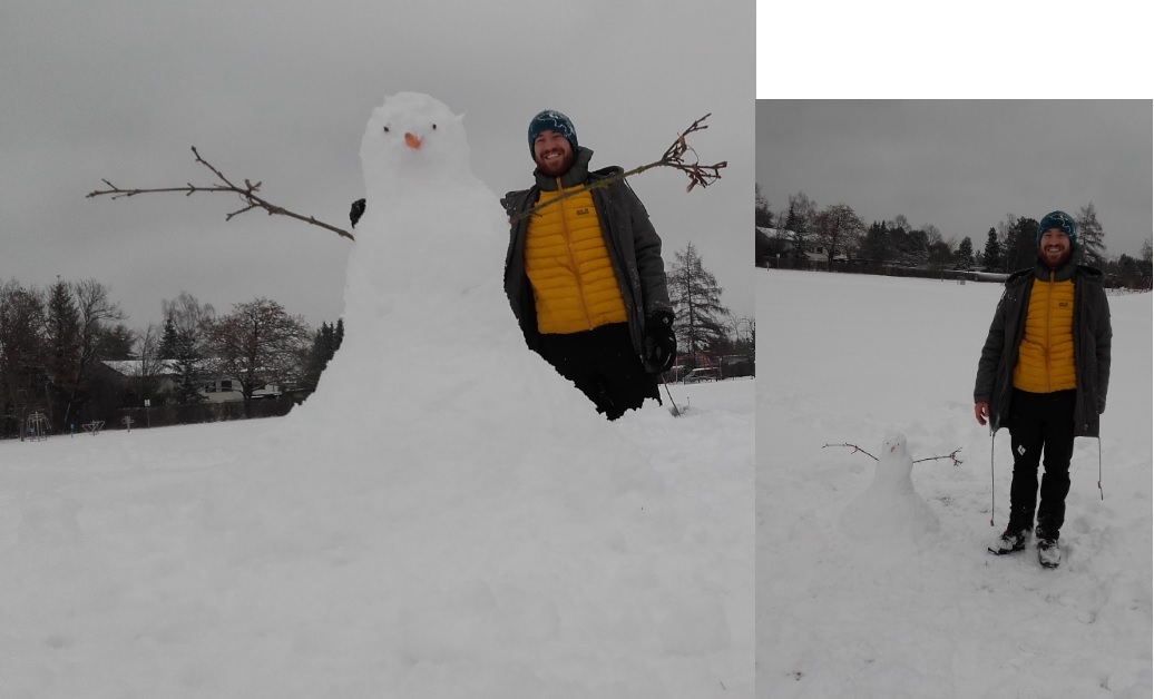 The angle decides - Men, snowman, Foreshortening