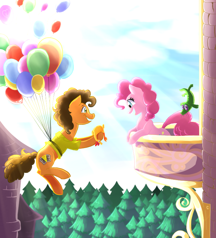 Здесь твой цыплёнок, Пинки! - PonyArt, My Little Pony, Gummy, Cheese Sandwich, Воздушные шарики, Pinkie Pie