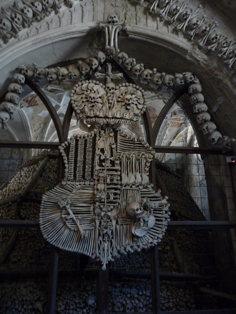The coat of arms and the Crown of bones (The ossuary in Kutna Hora, near Prague) - , Kutna Hora, Prague, Longpost
