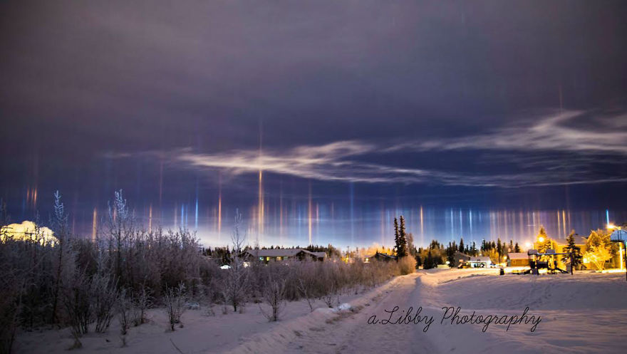 Световые столбы (light pillar) - Гало, Световые столбы, Красота, Природа, Феномен, Феномен гало, Длиннопост