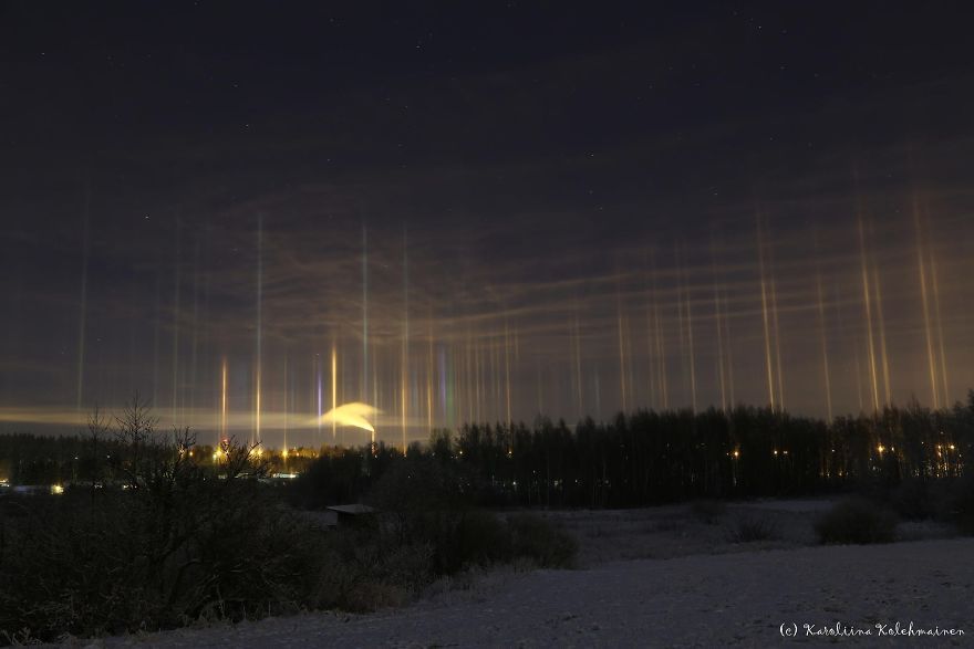 Световые столбы (light pillar) - Гало, Световые столбы, Красота, Природа, Феномен, Феномен гало, Длиннопост