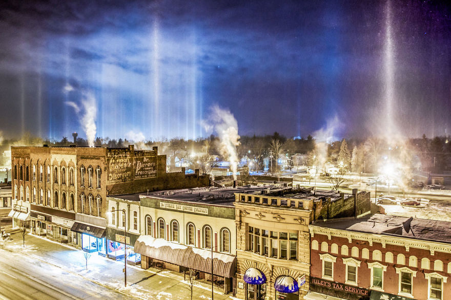 Световые столбы (light pillar) - Гало, Световые столбы, Красота, Природа, Феномен, Феномен гало, Длиннопост