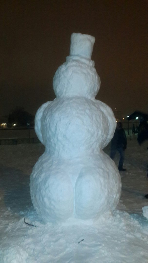 Snow fell in Kaliningrad - NSFW, My, Kaliningrad, Snow, snowman, Longpost