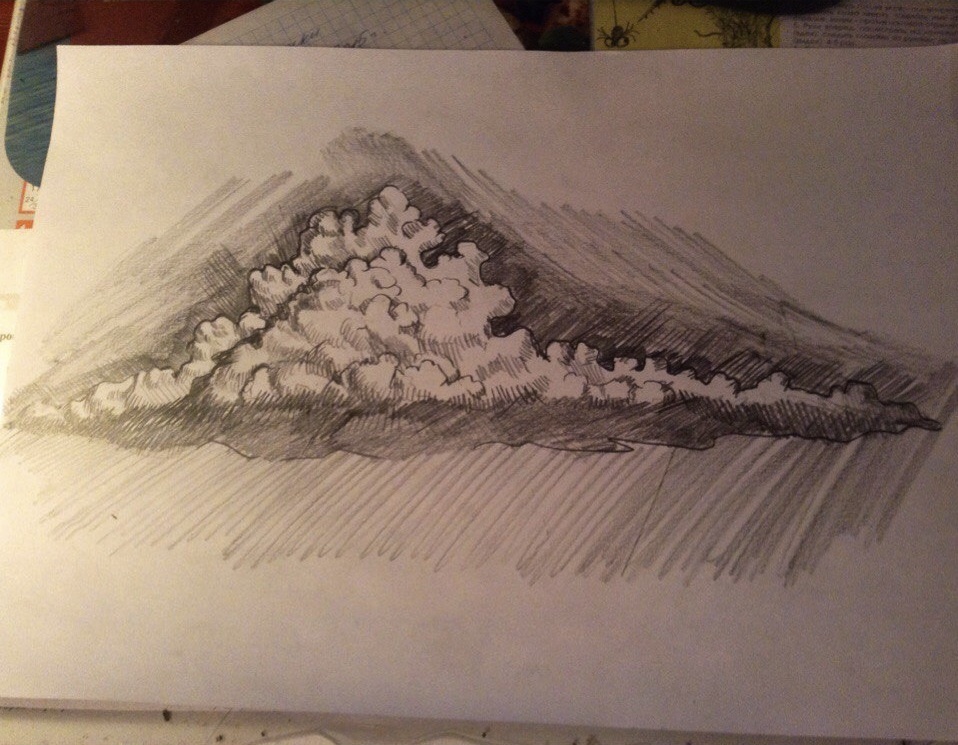 Cloud with Laputa - My, Drawing, Clouds, Laputa Sky Castle, Mikolart