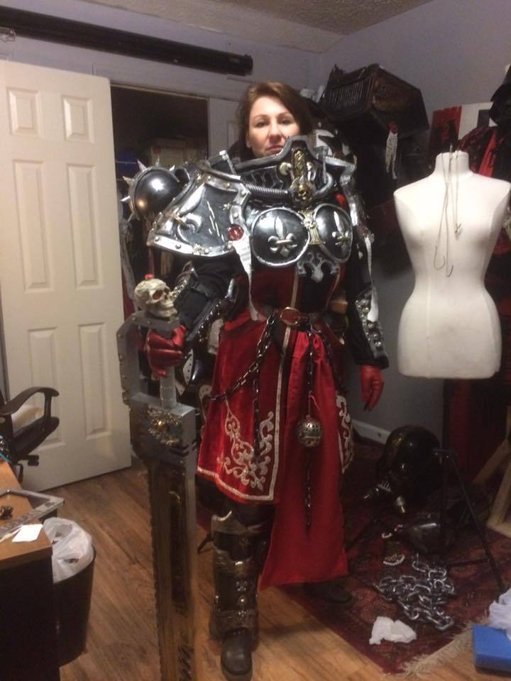 Dad makes a costume for his daughter and wife - Warhammer 40k, Longpost, Craft, Costume, Adepta Sororitas, Girls, Cosplay